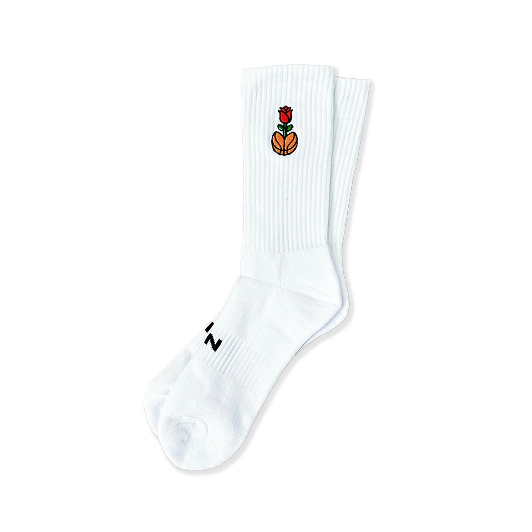 Rose Up In The Game - Embroidered Socks - White