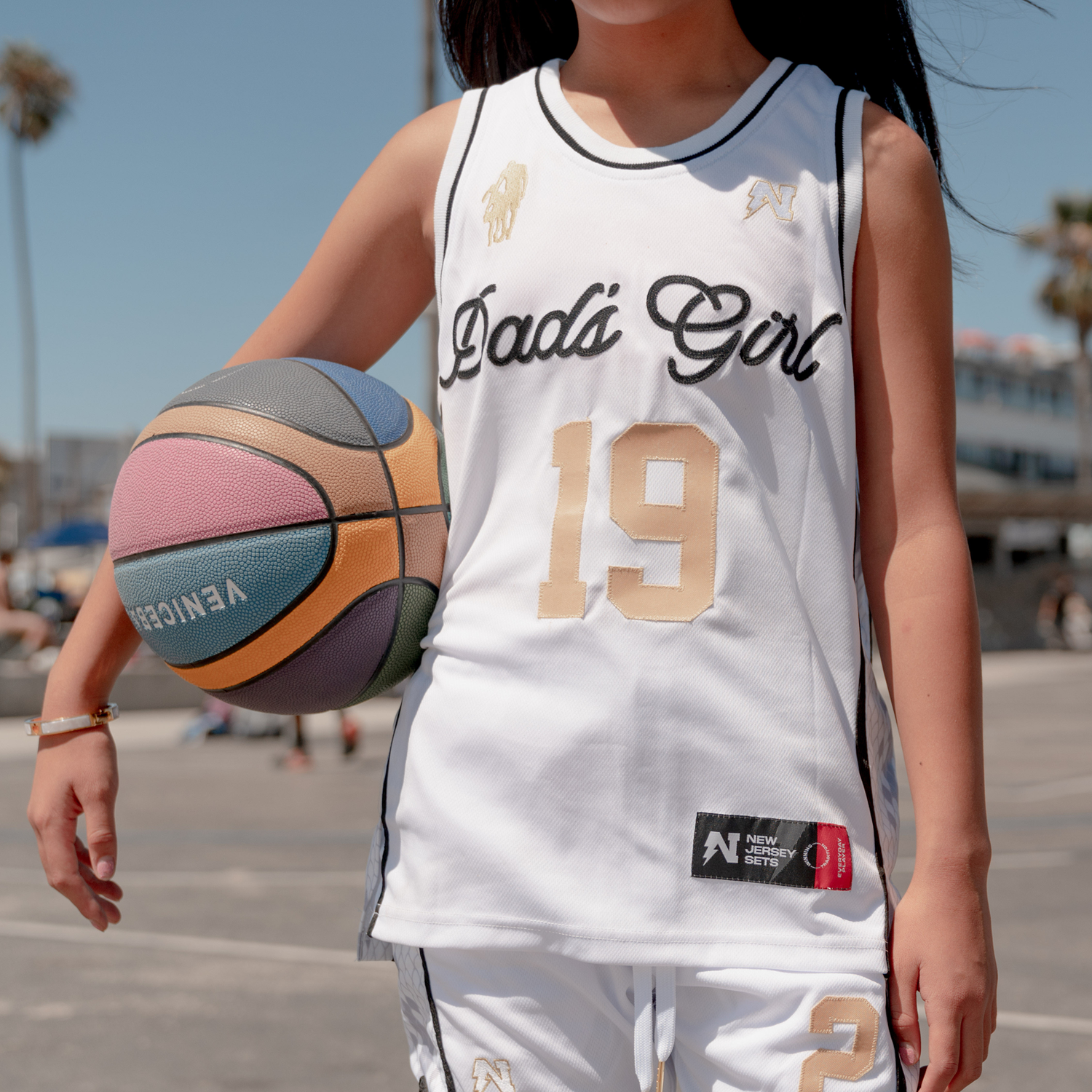 Customizable "Dad's Girl" Womens Basketball Jersey - White